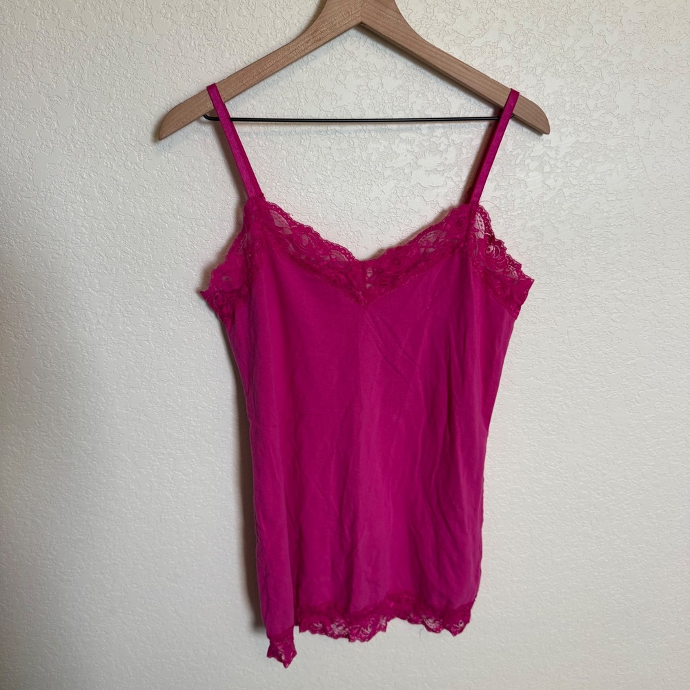 Y2K Coquette Lace Layering Cami No Boundaries XXL 2XG Hot Pink